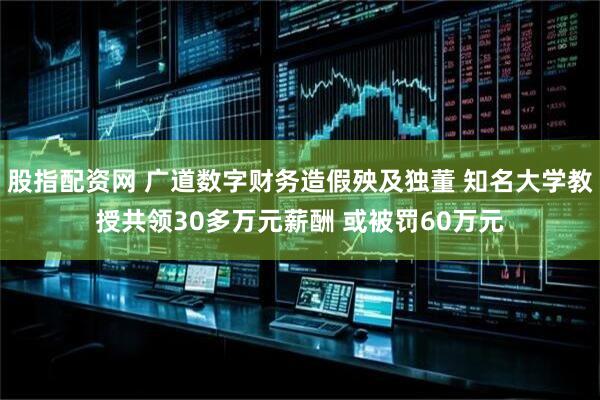 股指配资网 广道数字财务造假殃及独董 知名大学教授共领30多万元薪酬 或被罚60万元